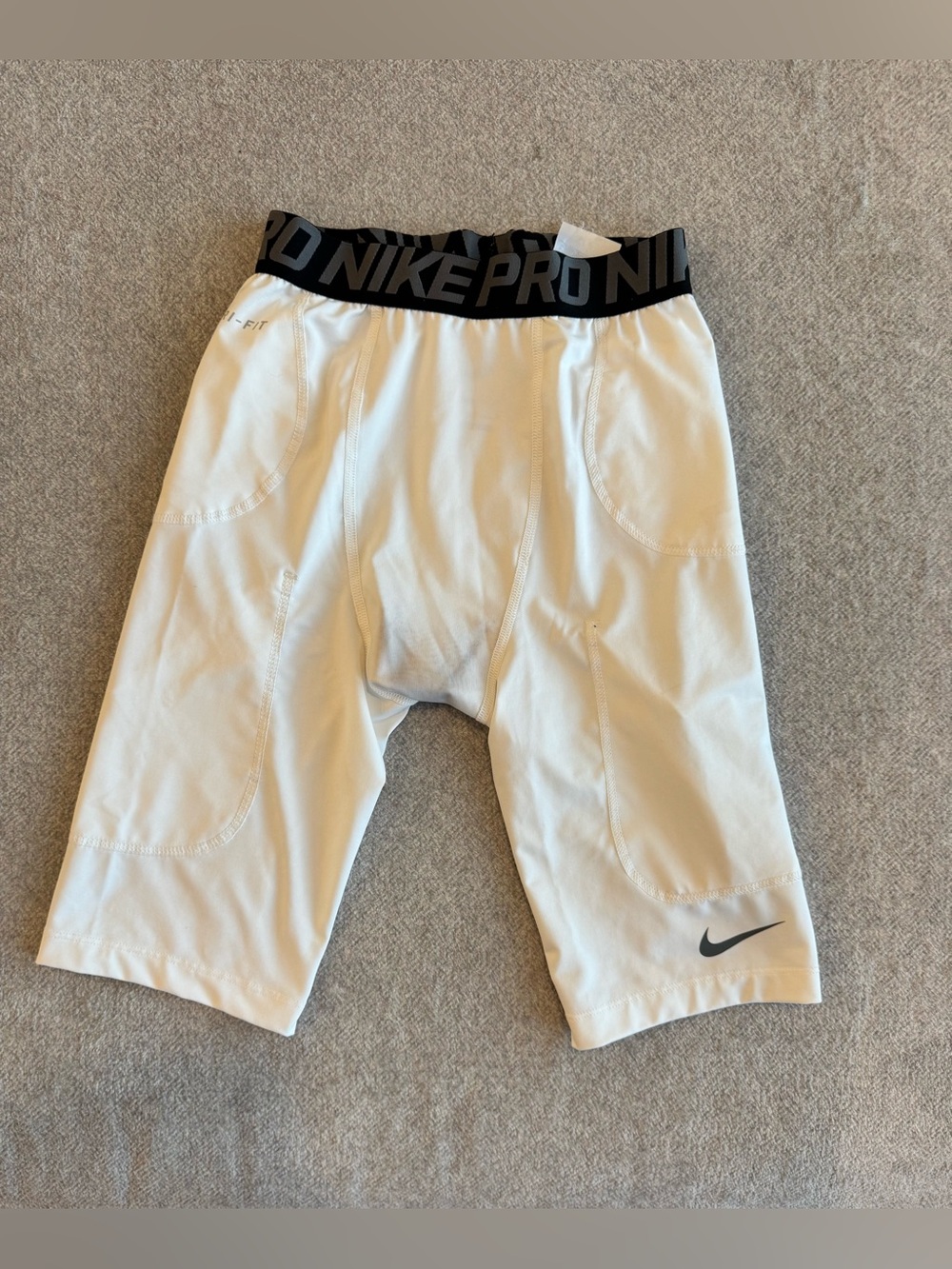 Nike Men’s White Athletic Compression Shorts Girdle  with Black Waistband